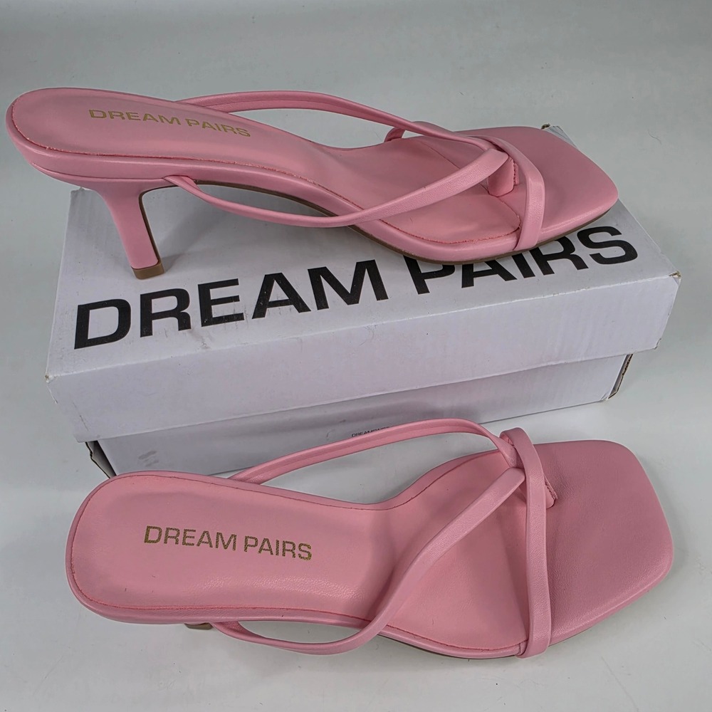 Dream Pairs Pink Strappy Kitten Heel Sandals